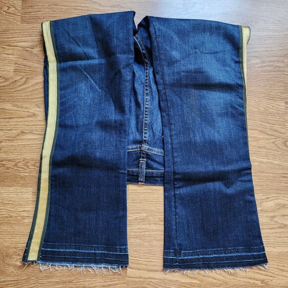 Veronica Beard Jeans Womens Size 30 Carolyn 10" Baby Boot Dark Wash Gold Stripe - Picture 4 of 11